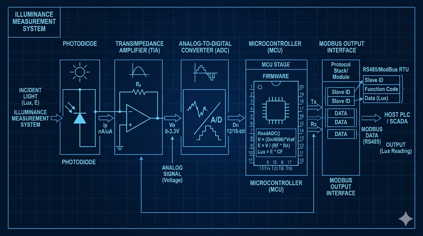 Illuminance measurement signal processing flowchart
