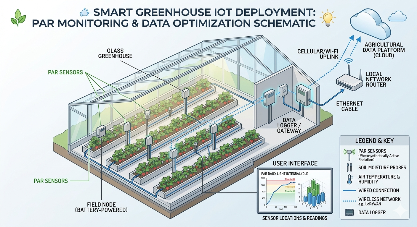 PAR sensor deployment in smart greenhouse and precision farming systems