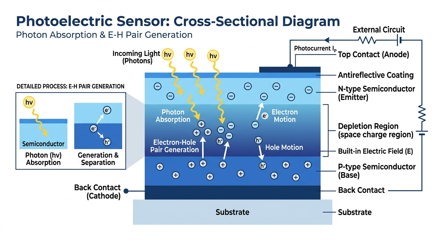 Photoelectric conversion mechanism and semiconductor band structure diagram