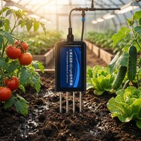 OHTS1024 sensor deployed in greenhouse soil monitoring vegetables for smart agriculture and irrigation control systems