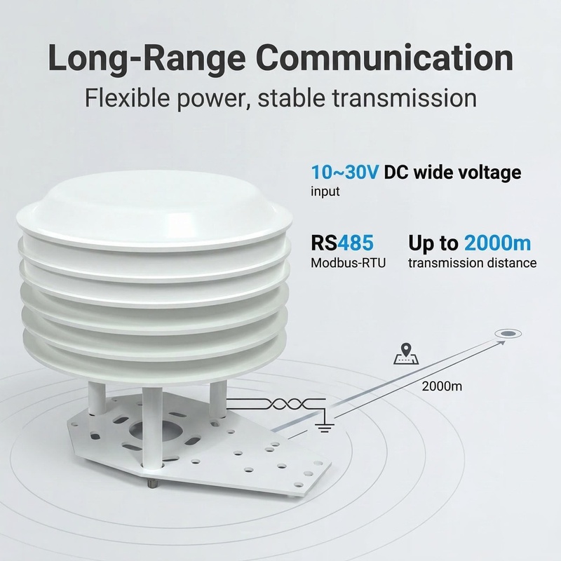 OHTS1060 RS485 ModBus-RTU communication interface with 10-30V DC wide voltage input and up to 2000m transmission distance