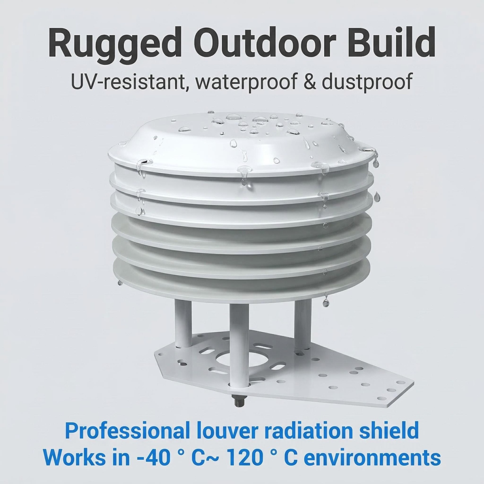 OHTS1060 rugged outdoor build featuring UV-resistant waterproof and dustproof louvered radiation shield structure