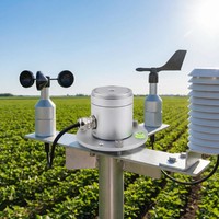 OHTS1092 UV transmitter installed at meteorological monitoring station with anemometer and radiation shield for agricultural environmental monitoring