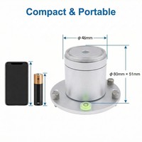 OHTS1092 compact size dimensions comparison with smartphone and battery showing 80mm diameter base 46mm diameter sensor body and 51mm height