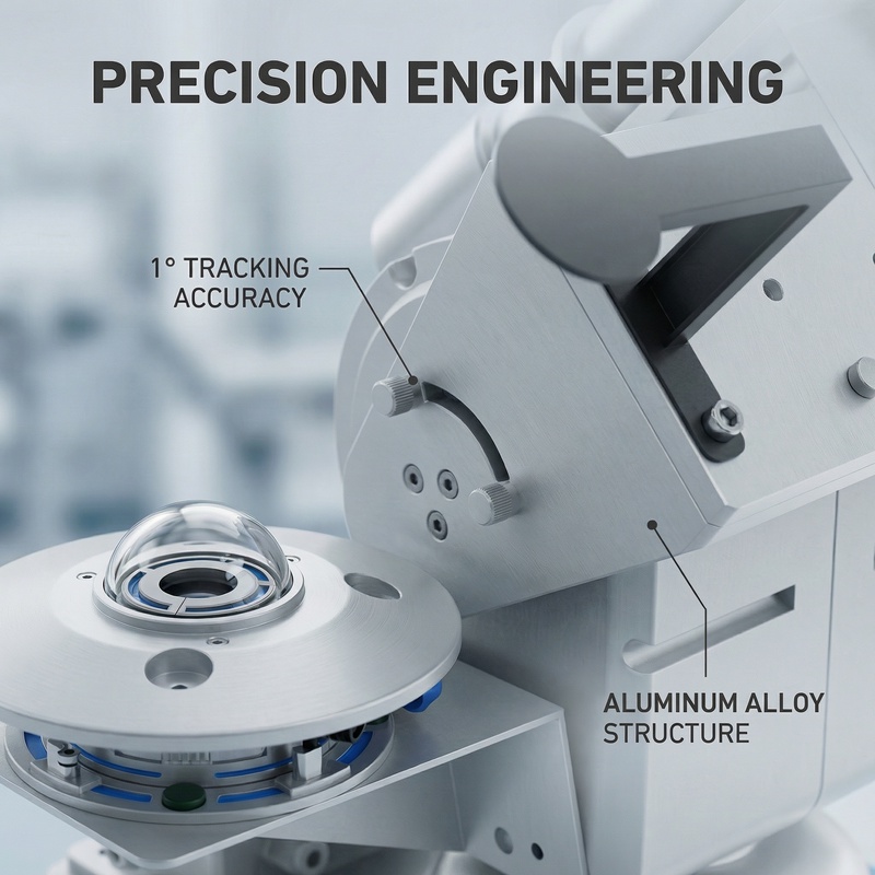 OHTS1093 precision engineering detail closeup showing 1 degree tracking accuracy and aluminum alloy structure