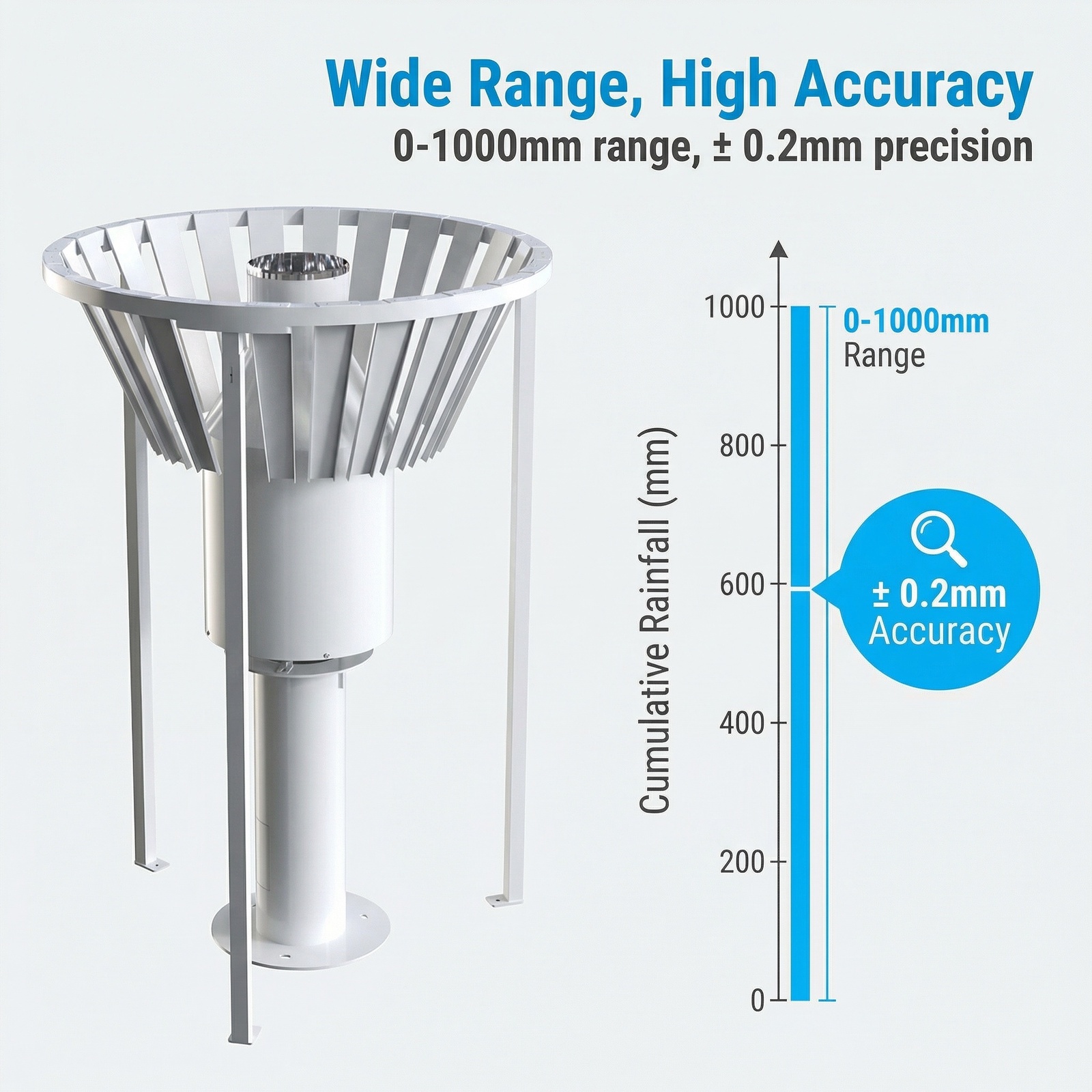 OHTS1099 Weighing Rain Gauge - Wide range 0-1000mm and high accuracy 0.2mm measurement performance