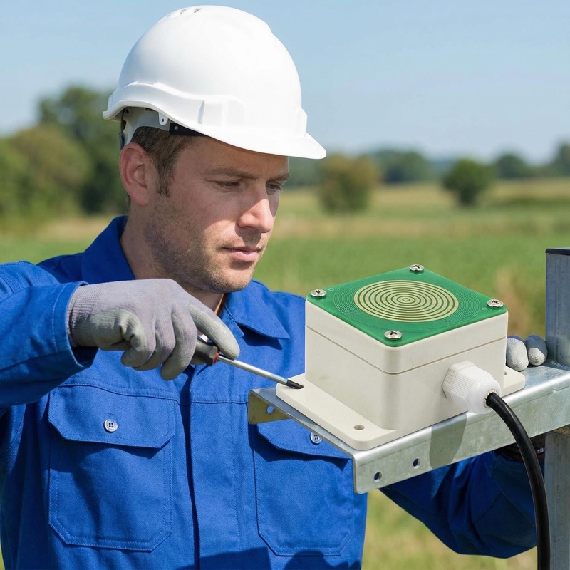 OHTS1121 Rain Snow Sensor Installation Scene with Technician Mounting Device