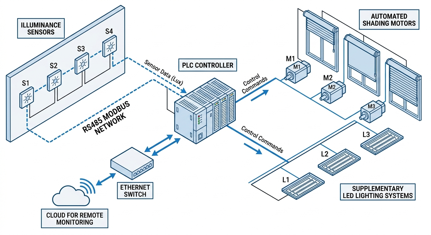 Greenhouse light monitoring system architecture diagram