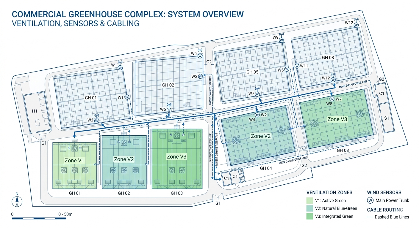 Greenhouse Sensor Deployment Layout Plan