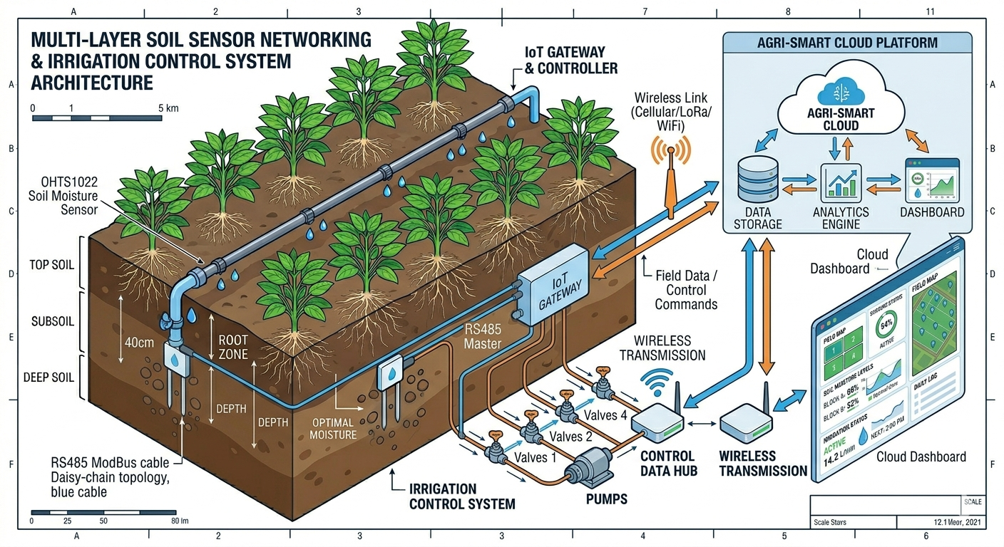 IoT soil monitoring system architecture diagram