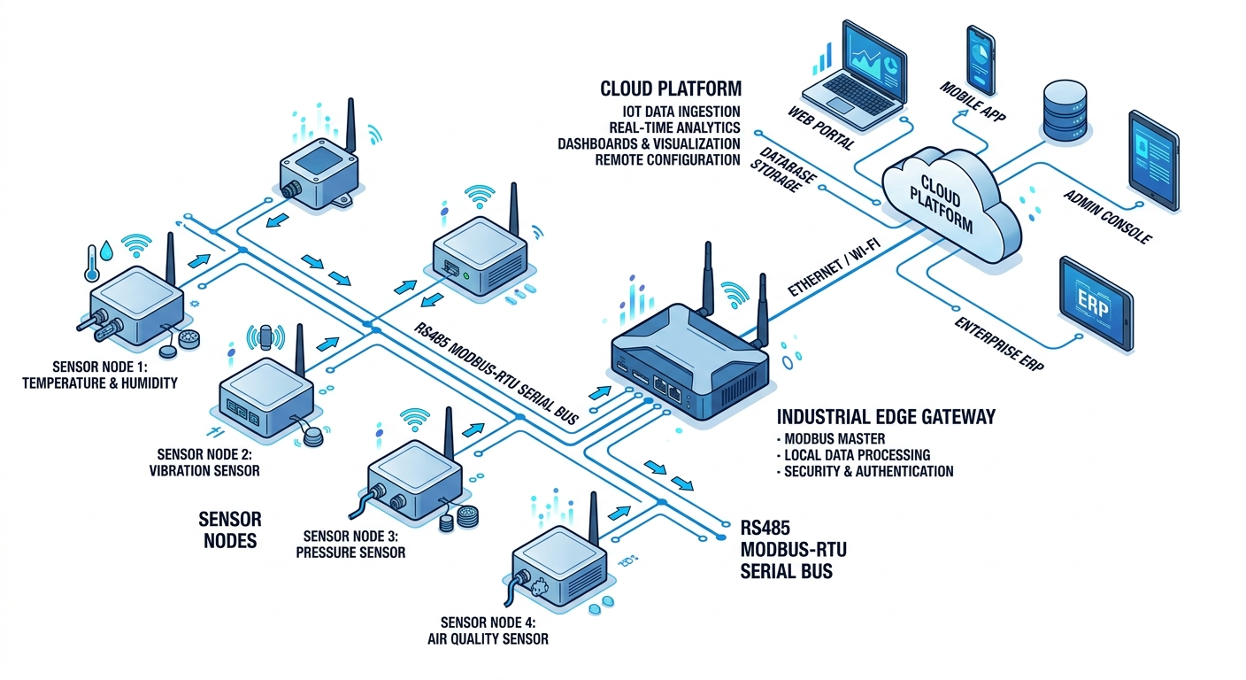 Multi-parameter sensor network system architecture diagram