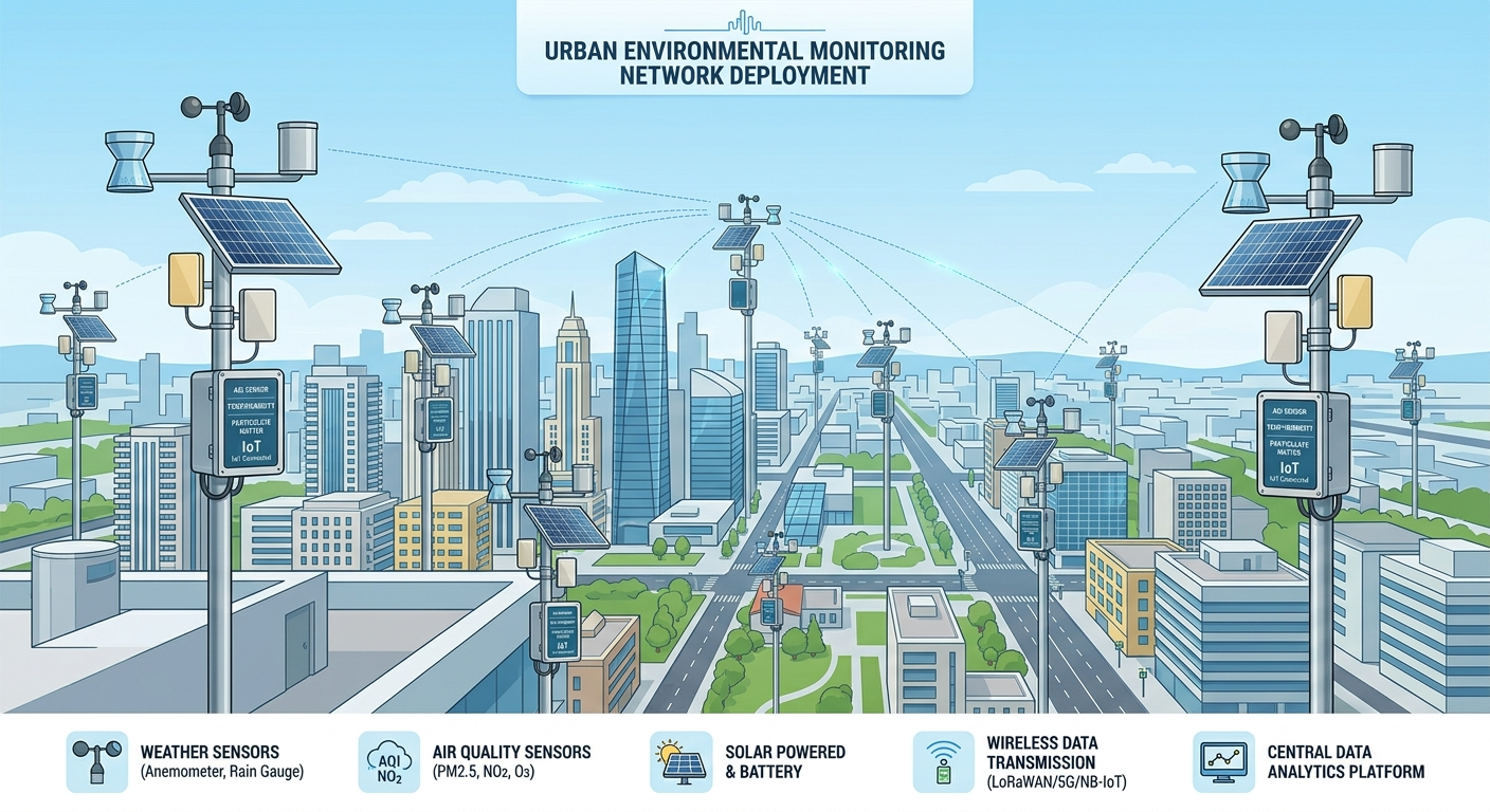 Smart city environmental monitoring deployment scenario
